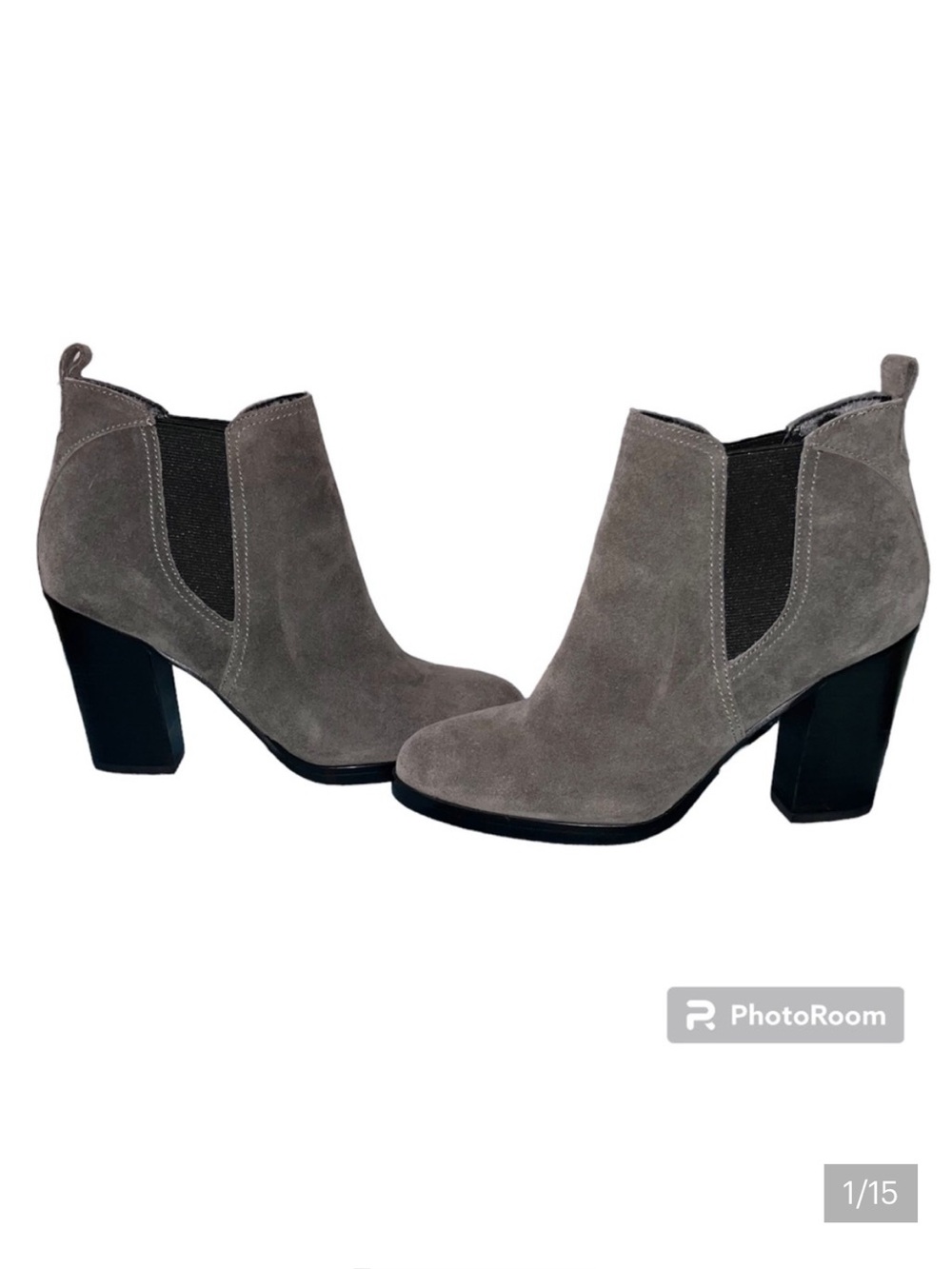 Marc Fisher Saint Gray Green Suede Pull On Heeled Boots Booties - Size 7